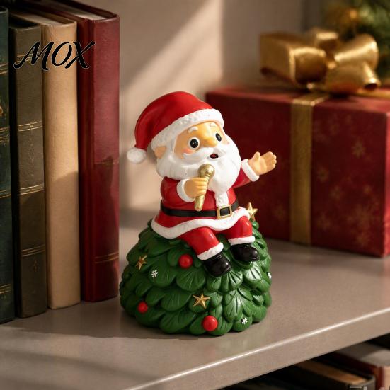 Singing Santa Claus Decoration Christmas Figurine,Cartoon Saxophone Resin Festive Decor Statue, Sitting Desktop