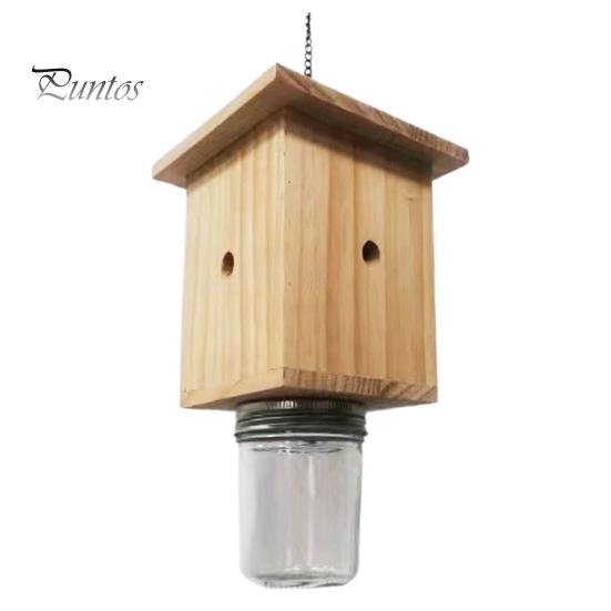 

Деревянная ловушка для пчел, кубическая форма, не требующая особого ухода ловушка для насекомых с бутылкой, легкое размещение, подвесной ловец для пчел, для борьбы с вредителями снаружи светло-коричневого