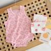 Baby Girl Romper with Suspenders, Newborn Summer Pure Cotton One-Piece Crawling Outfit, Thin Outerwear for Boys and Girls