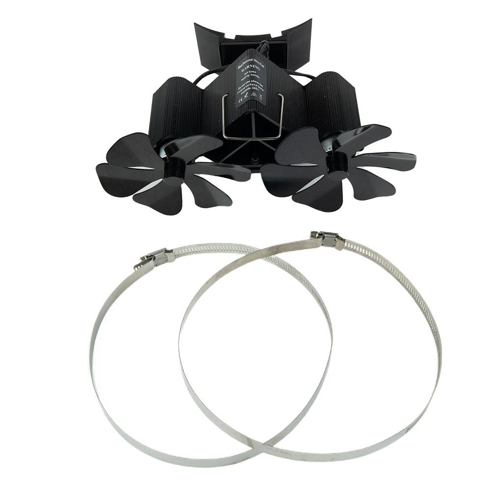 Home Improvement Fireplace Fan Aluminum Black Blade Fireplace Fan Double Heads Thermoelectric Module Wall Mounted