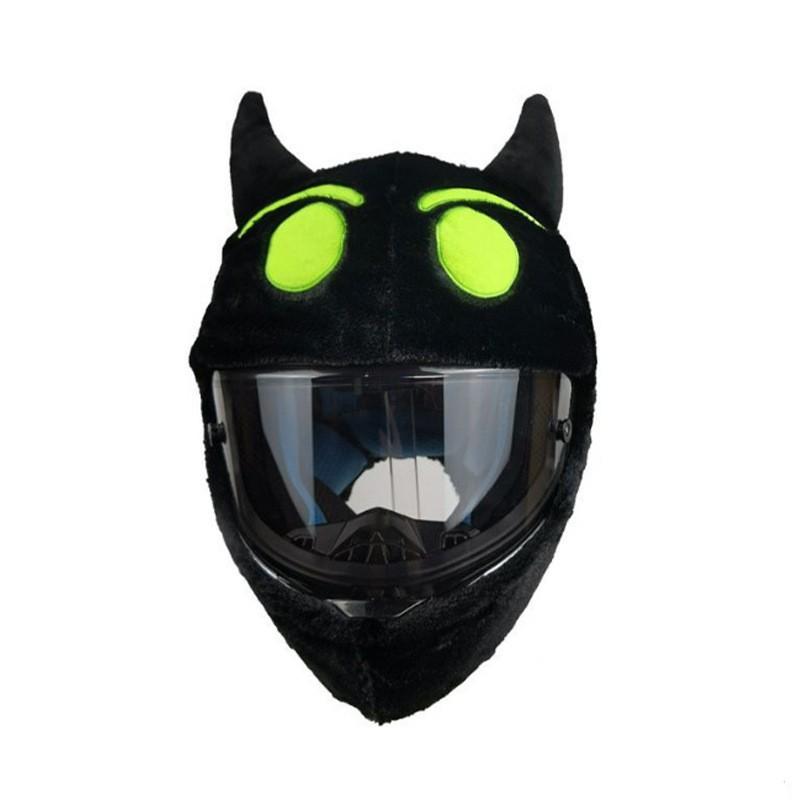 Flauschige Vollgesichts-Motorradhelm-Abdeckung Cartoon-Tier-Haube Zubehör Fahrer Winter Warm