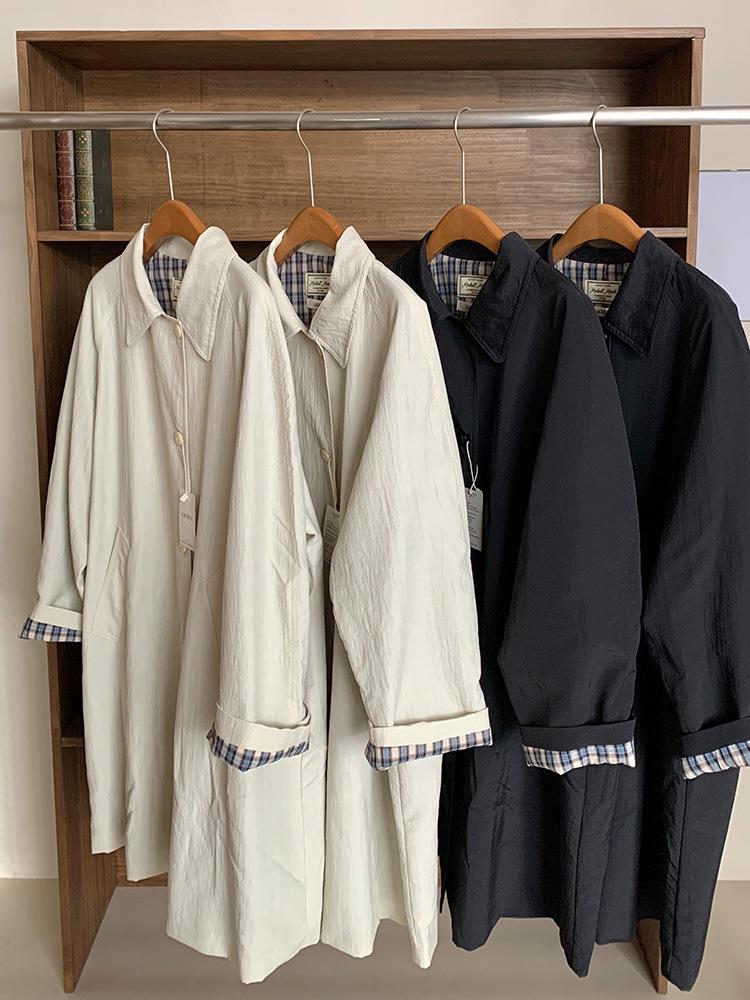 Einfarbiger mittellanger einreihiger Damen-Trenchcoat im koreanischen Stil - Lässige, vielseitige und figurbetonende Oberbekleidung