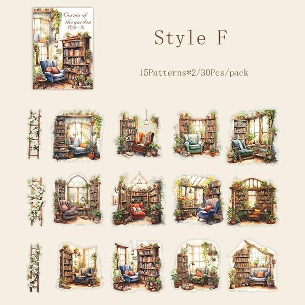 

30 шт. 6 стилів серії наклейок для садових куточків, які ідеально підходять для журналювання колажів, скрапбукінгу, саморобних матеріалів F