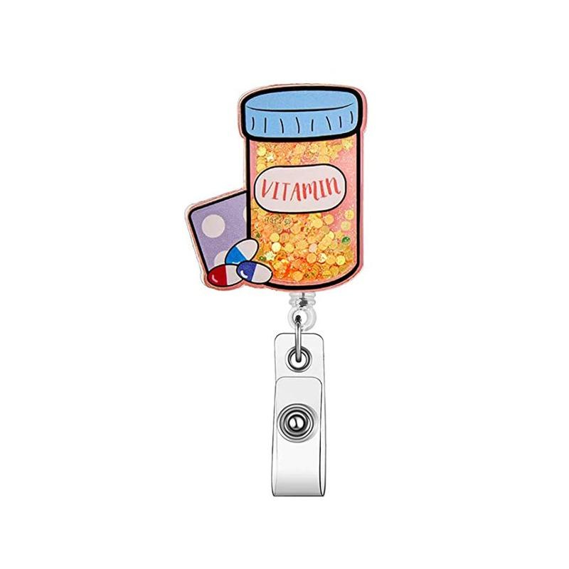 Fivela retrátil médica dos desenhos animados médico enfermeira licença de trabalho cordão criativo fácil de puxar fivela certificado marca nome