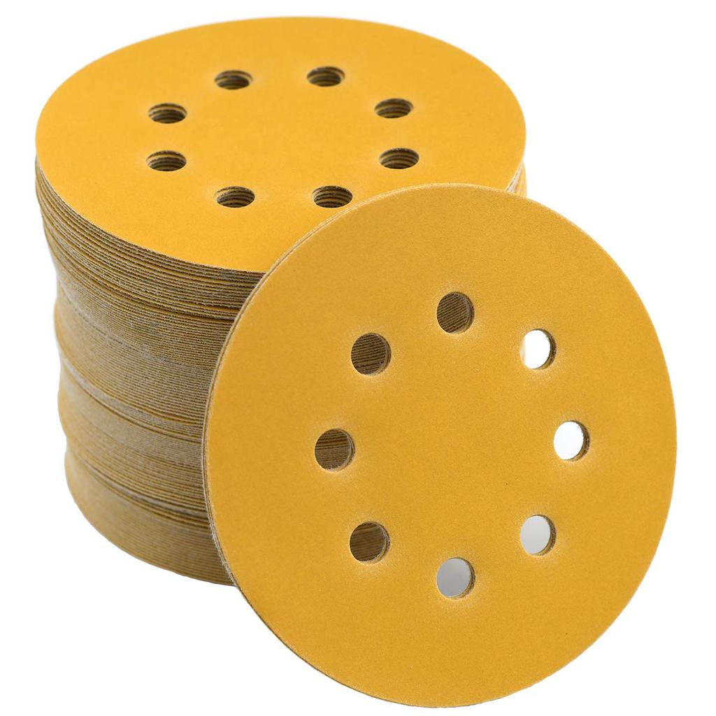 100PCS 5-Inch 8-Hole Hook and Loop Sanding Discs 120-Grit Random Orbit Sandpaper, 100-Pack