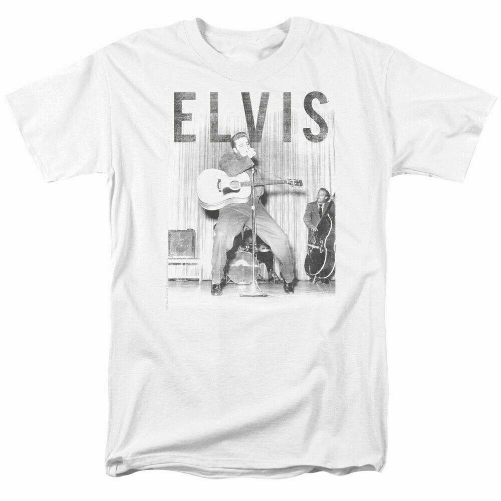Elvis Presley With The Band T Shirt Licensed Rock N Roll Music Tee White S