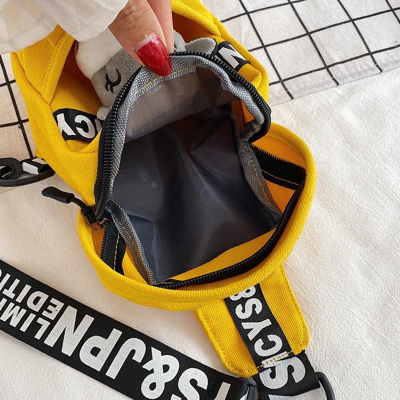 Cute Small Bag Women's New Internet Celebrity Versatile Canvas Crossbody Breast Bag Trendy Cool Female Student Shoulder Bag