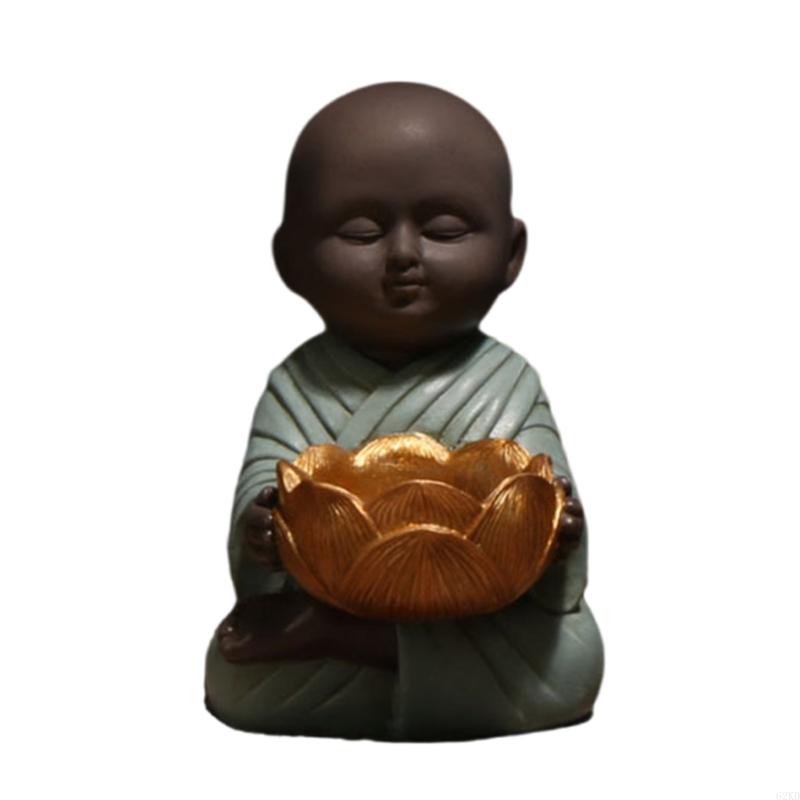 

62KD Charm Little Buddhas Holder Candlestick Holder Add Peace to Room Decors