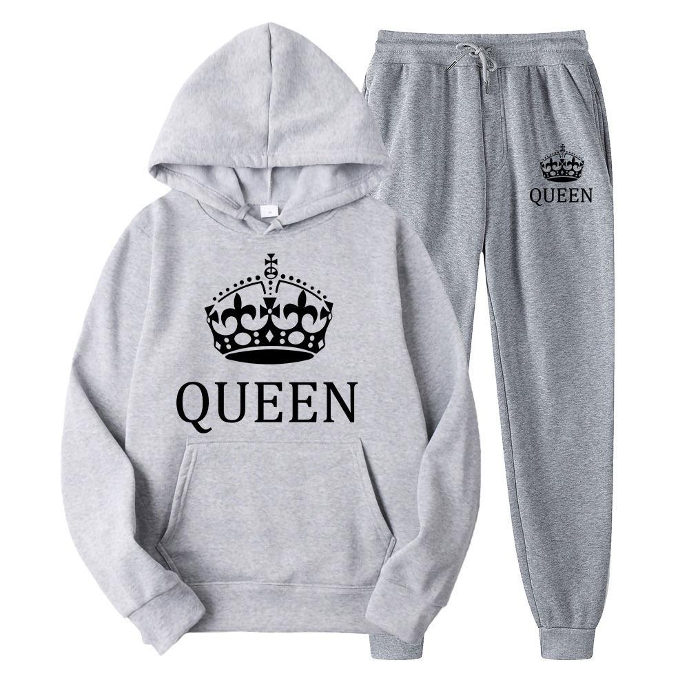 Hot Selling Couple Hoodie Sweatshirt Set for Men and Women's Casual Loose Long Sleeved Fleece Hooded Set