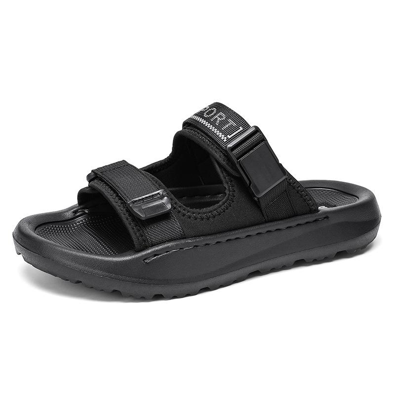 2025 summer open-toe one-word drag large size Korean version of trendy casual men's shoes, light and non-slip outdoor beach shoes, cool