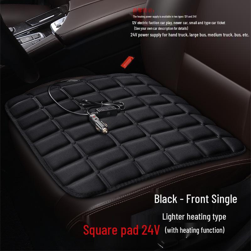 Plaid Heated Car Seat Cushion for All Seasons - Single Seat Interior Accessory.