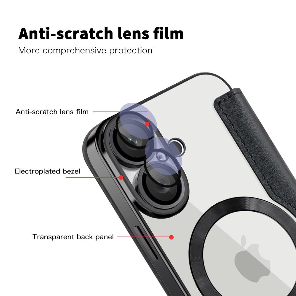 For iPhone 16 Magnetic Case RFID Blocking Leather Phone Cover