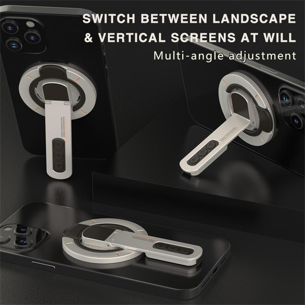Dual Sided Magnetic Phone Kickstand 360 Degree Rotation Desktop Holder Stress Relief Zinc Alloy Phone Back Stand