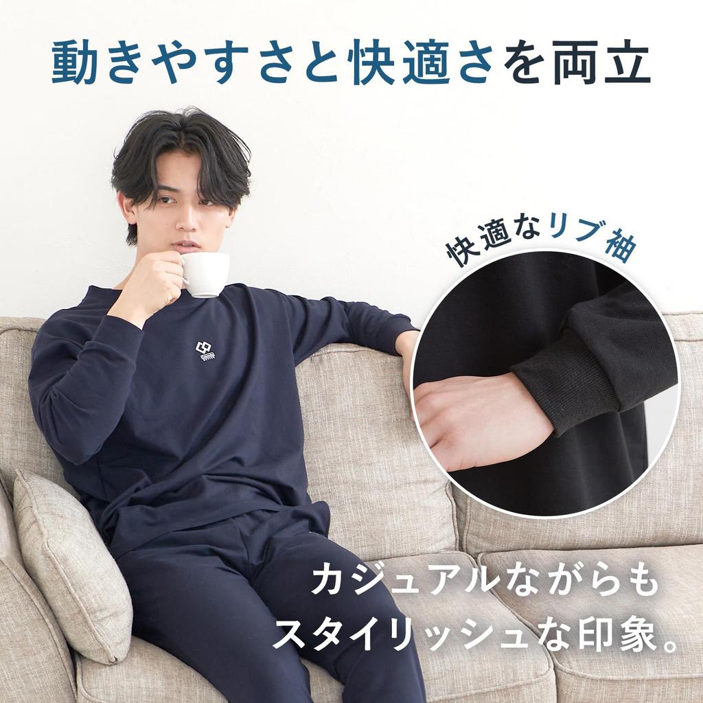 Luanna Jenna Pajama Relaxing for Men and Gift Black [Colantotte] Set, Wear, Sweatsuit, Women, Loungewear, (JP, Alphabet, M, (Men's Type))