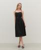 Metapeo Met Seersucker Pleated Bustier Dress Cool Black [Belt Included]