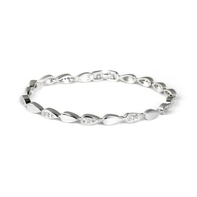 Bracelet - LUXENTER - Tanal - Fini Rhodié Argent - Oxyde De Zirconium Blanc - 18 Cm