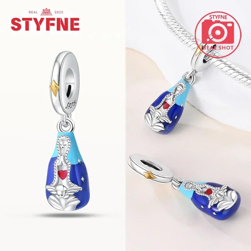 Copperoriginal Our Lady The Virgin Charm Beads Fit Braceletcopper Blue Series Pendant Bead Fine Jewelry For Women Diy