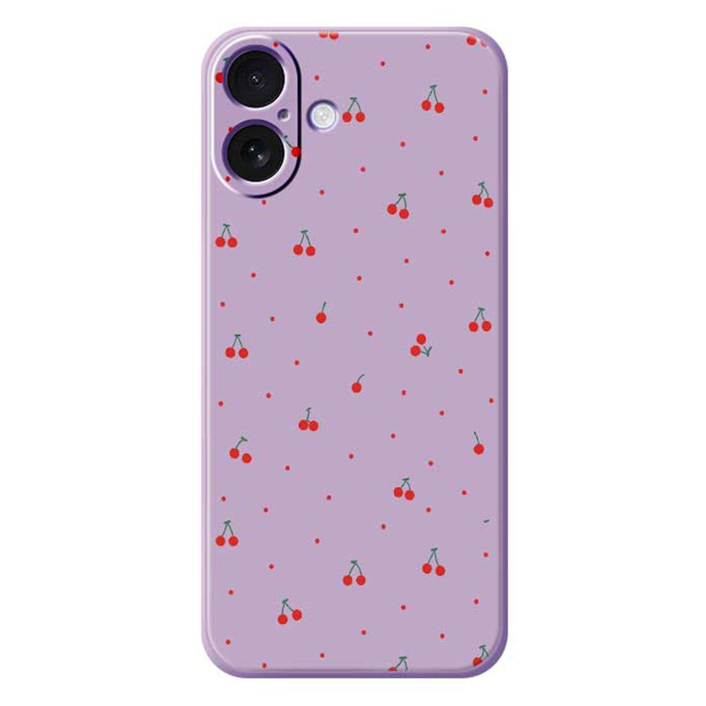 For iPhone 17 Case Red Cherry Pattern Printing Straight Edge TPU Phone Back Cover
