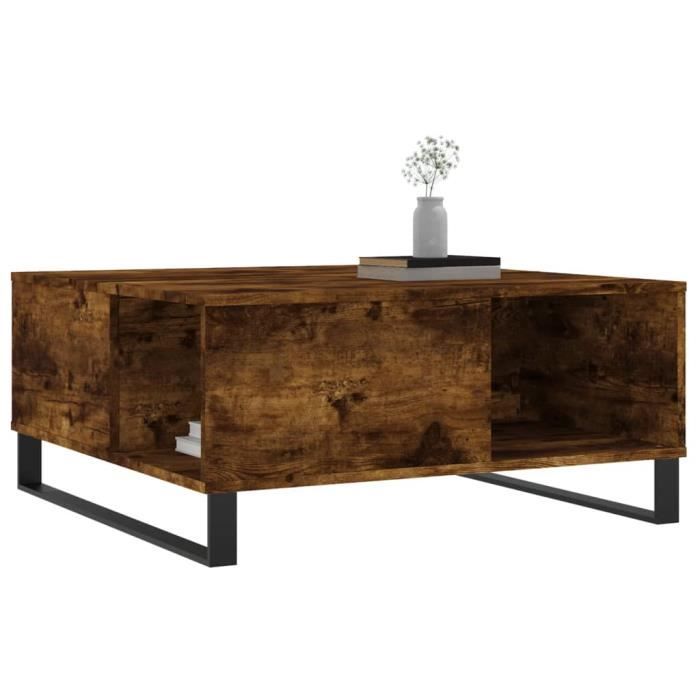VidaXL Table basse chêne fumé 80x80x36,5 cm bois d'ingénierie 830793