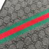 Great GUCCI Scarf GG Logo All-over Print Web Stripe Gray Wool 570603 Used