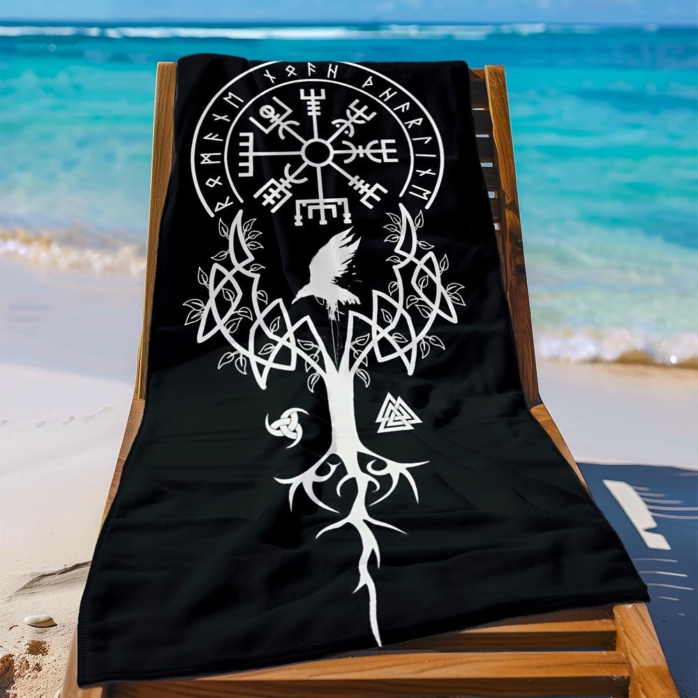 Arazzo Bussola Vegvisir Vichinga Stampa Piatta Mitologia Nordica Appeso a Parete Albero della Vita Yggdrasil per Decorazione Soggiorno Dormitorio