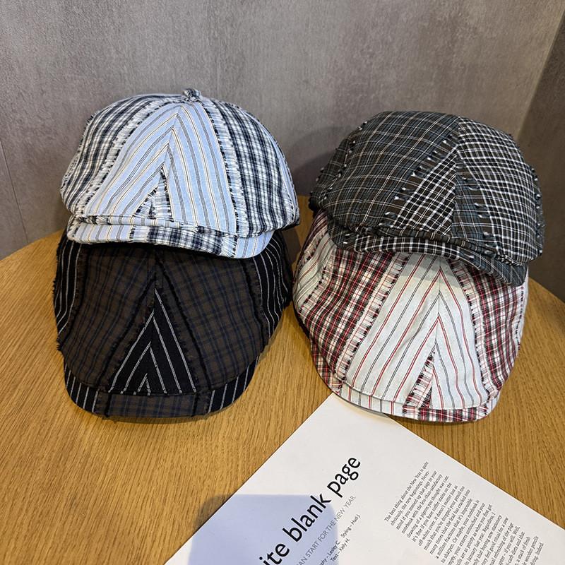 Retro Uk Patterned Beret Cap For Men And Women With Breathable Sunshade Cotton Summer Wear