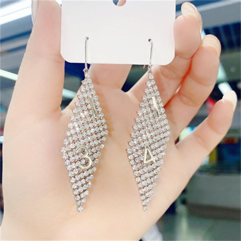 S925 Silbernadel Luxus Diamant Quaste Ohrstecker - Damenschmuck für Gesellschaftsdamen Hängeohrringe