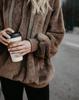 Women's Fashion Winter Fleeces Warm Plush Hooded Hoodies Loose Casual Solid Color Jacket Pullovers Plus