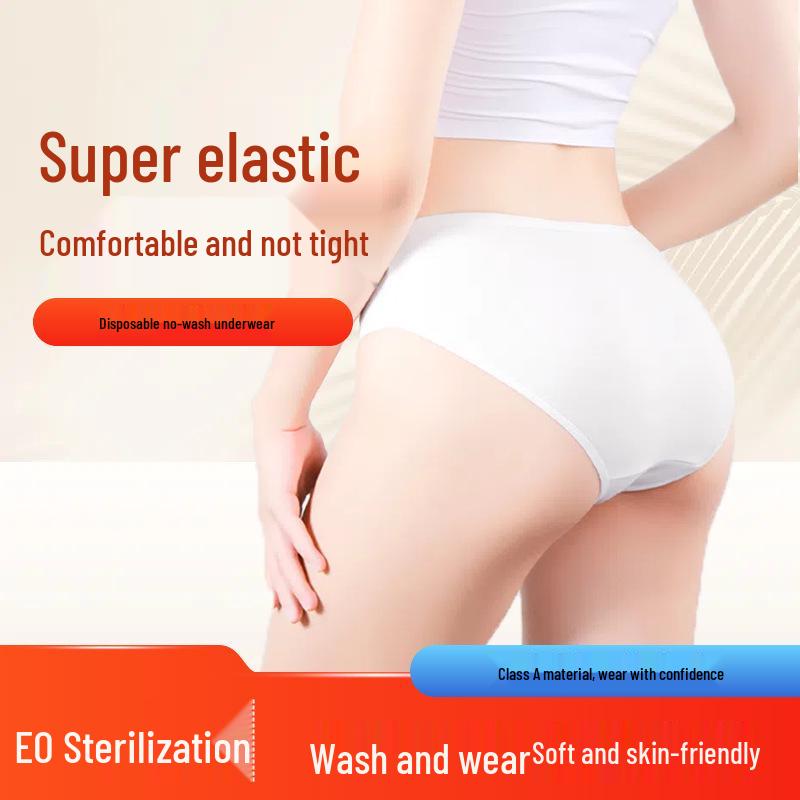 Women's Disposable Pure Cotton Underwear: Sterile, Wash-Free Triangle Briefs for Maternity, Postpartum, Menstrual Period, Travel, and Business Trips.