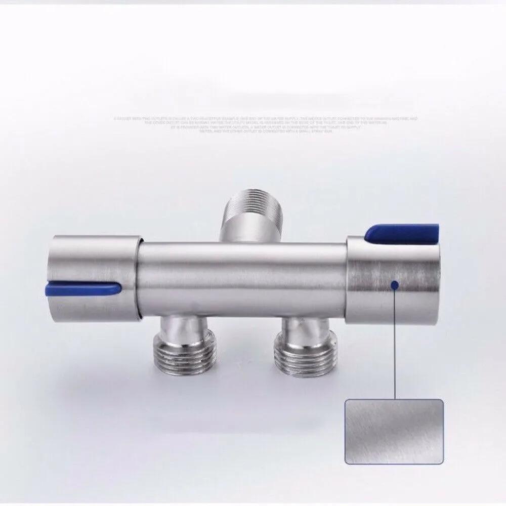 Bathroom Faucet Dual Control Double Handle Stainless Steel Cold Water Faucet Bathroom Washing Machine Faucet Triangle Valve Bath
