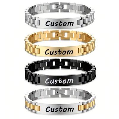 Gravierbares Titanstahl Armband: Personalisierbares Edelstahlarmband mit Namen