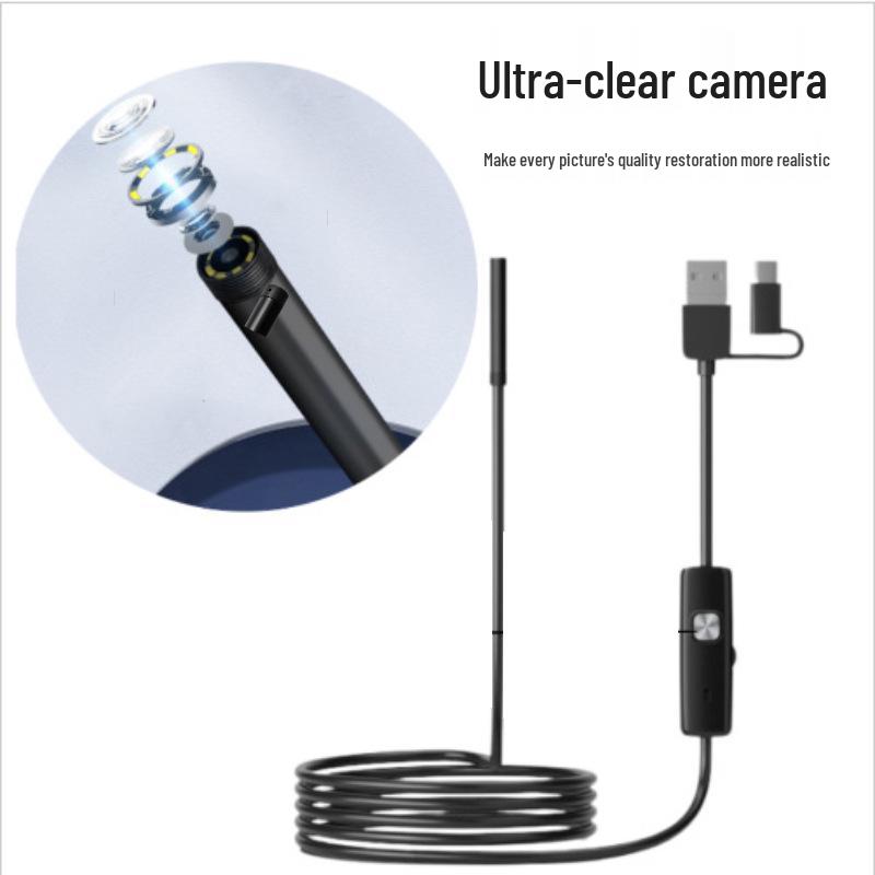 HD USB 3-in-1 Endoscope: 5.5mm Probe, Mobile Visual Inspection Tool for Industrial and Auto Repair.
