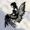Art Deco Iron Wall Art Metal Sculpture Elf Silhouette Butterfly Wings Garden Patio Decor