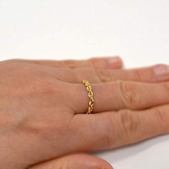 Kotobuki Jewelry Rope Chain Size 18k Gold Ring Polishing Men's Ring, 19, (Includes Cloth, 2-Piece Set)