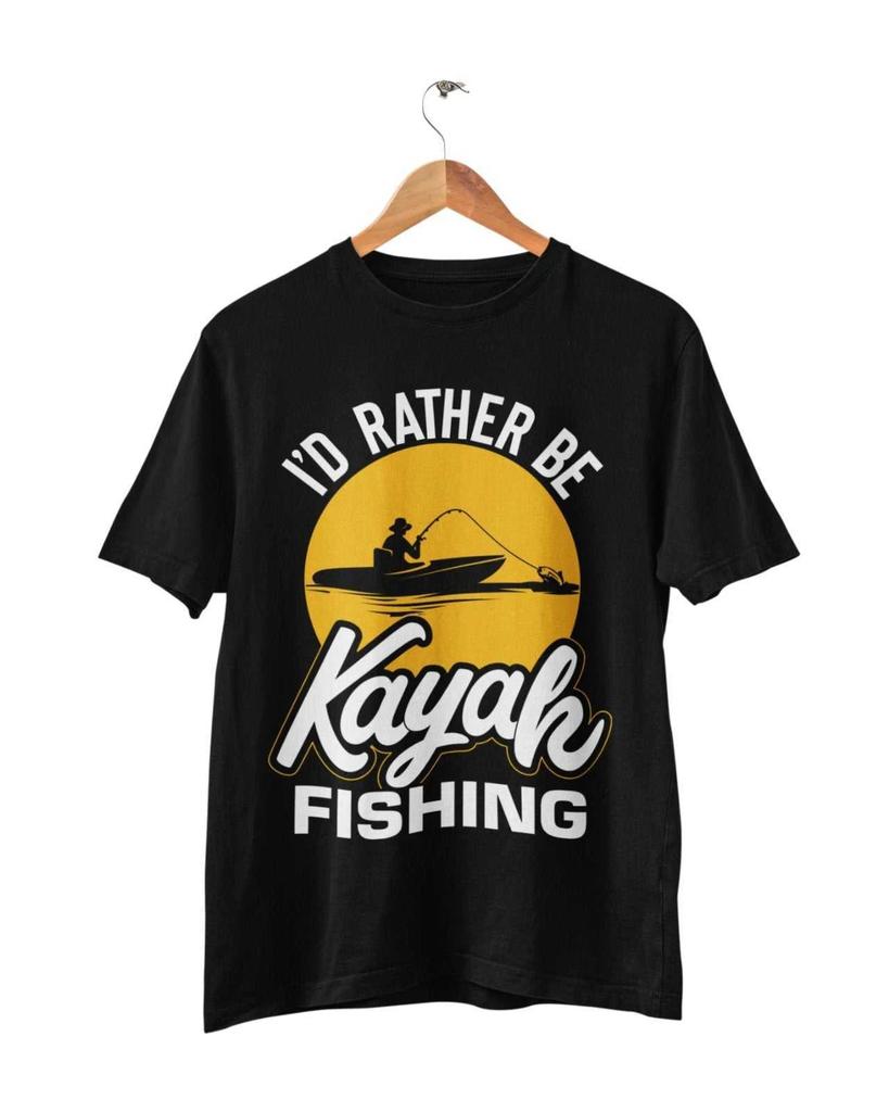 Funny Fishing T Shirt I'd Rather Be KAYAK Fishing Gift Idea Fisherman Angler