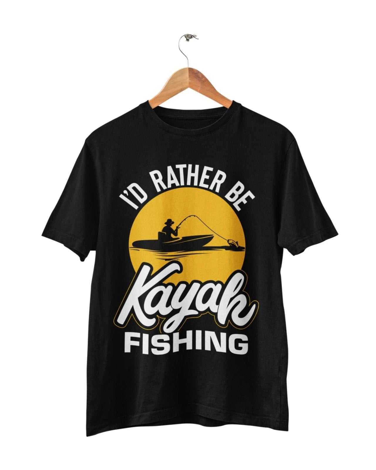 Funny Fishing T Shirt I d Rather Be KAYAK Fishing Gift Idea Fisherman Angler XL