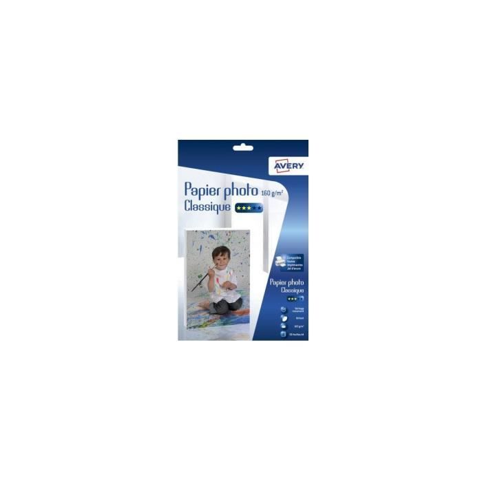 Papier AVERY 50 Photos brillantes A4 160