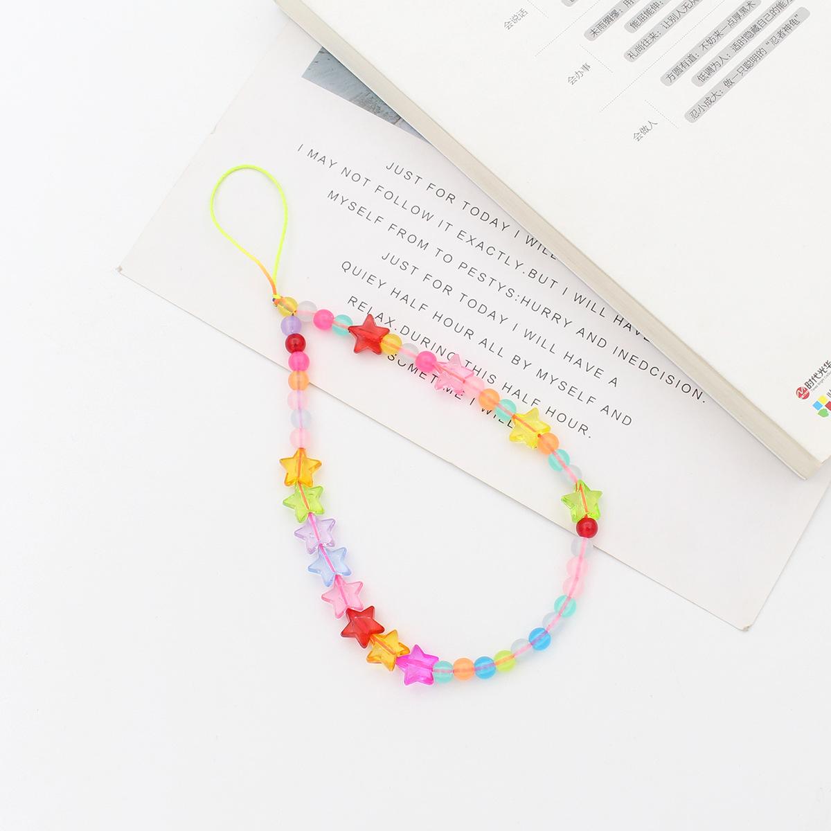 

Акриловая цепочка для мобильного телефона, женский шнурок, простая цепочка со смесью кристаллов в виде пятиконечной звезды