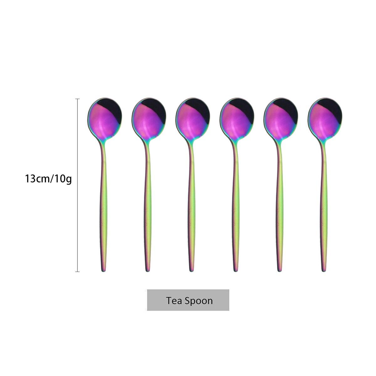 

6 шт. фиолетовый кофе чайная ложка набор посуды западный набор столовых приборов из нержавеющей стали ужин маленькая ложка посуда кухонное серебро разноцветный