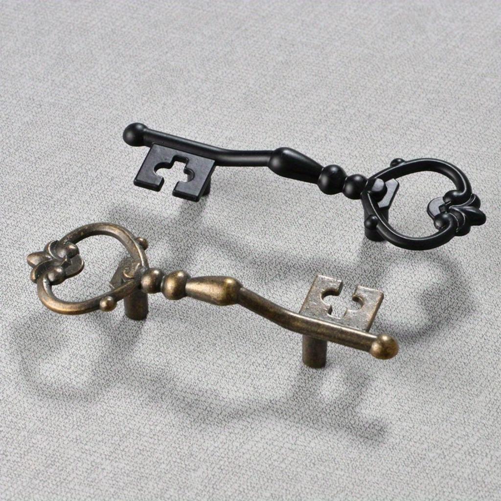 [Vintage Antike Metall Schubladengriffe] 2 Stück Vintage Zinklegierung Schrankgriffe mit Schlüsselloch, 2,28" Lochabstand - Antike Metall Schubladengriffe für Zuhause