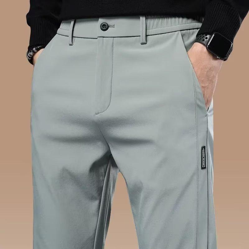 

Autumn and winter new slim-fit black label medium and thick fashion trend business large-size straight casual pants 38 светло-зеленый