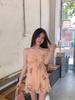 Temperament Three-dimensional Flower Suspender Dress Women's Summer French Pleated A-shaped Skirt Beautiful Birthday Skirt Short Skirt