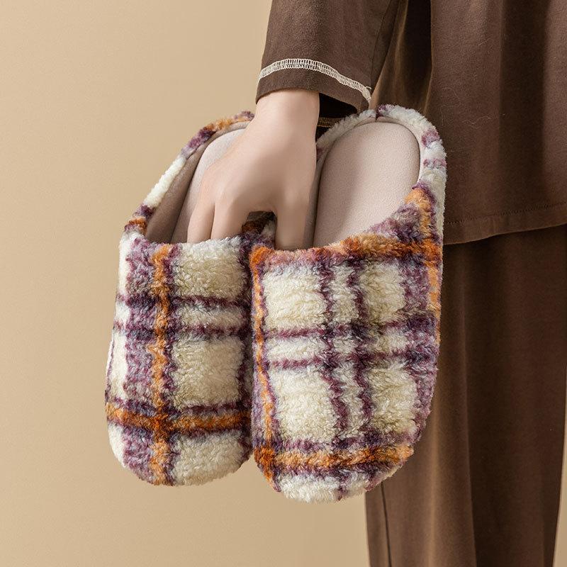 Japanese silent floor cotton slippers autumn and winter non-slip and deodorant indoor home plush slippers winter