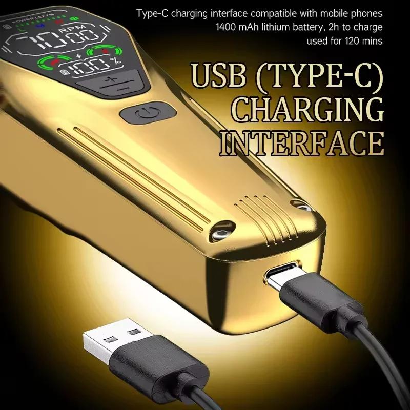 Professional Hair Trimmer Men's Hair Clippers Zero Gapped Finish Hair Cutting Machine Grooming Rechargeable LED Display 9W