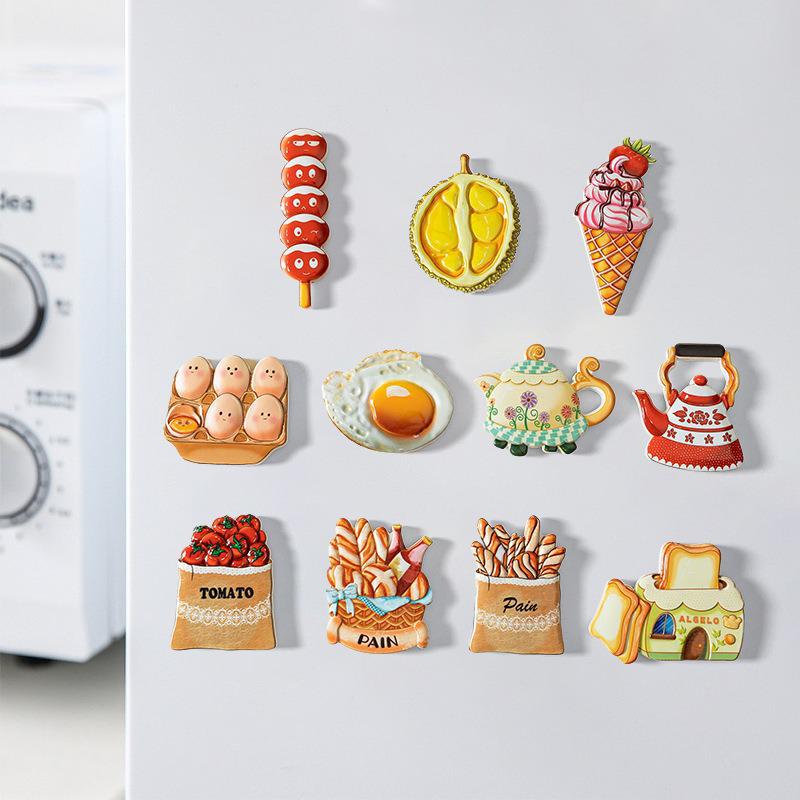 3D Resin Food-Themed Magnet Set for Home Decoration