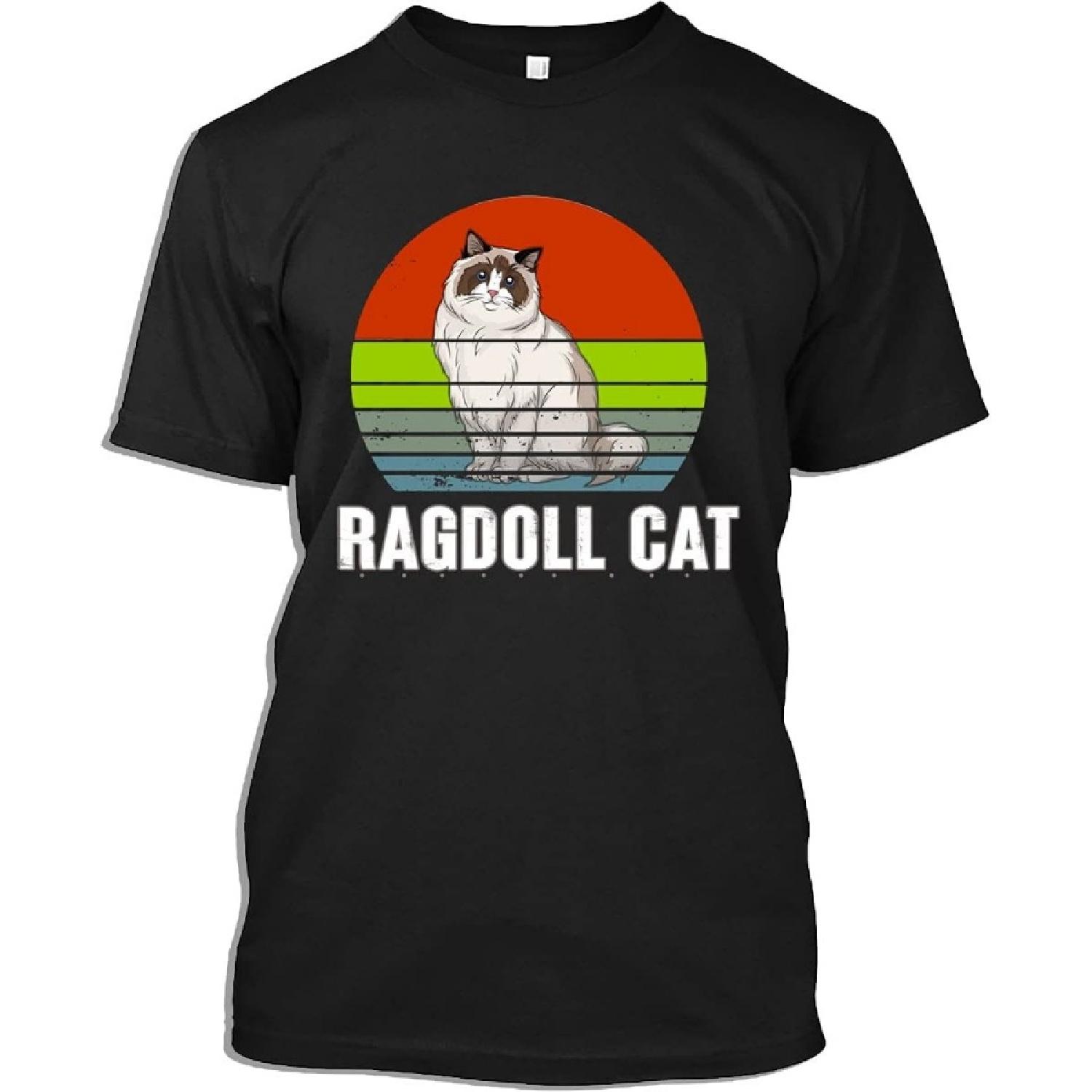 Ragdoll Cat Tshirt Vintage Ragdoll Cat Shirt Sunset Ragdoll Cat Gift T-Shirt for Men Women, Black, X-Large XXXXXL разноцветный