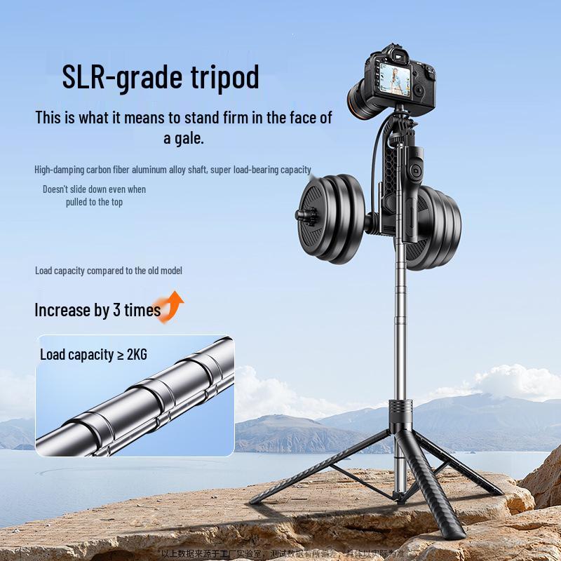 360° Rotating Aluminum Selfie Stick Tripod with Anti-Shake and Universal Live Streaming Holder
