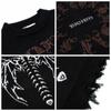 Goth Oversize Knitted Sweater Women Grunge Streetwear Black Graphic Pullover Gothic Grey Y2k Long Sleeve Top Winter