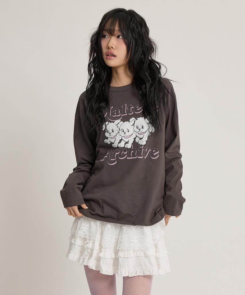 WAIKEI Maltese Archive Long Sleeve T-Shirt Ver.2 Charcoal
