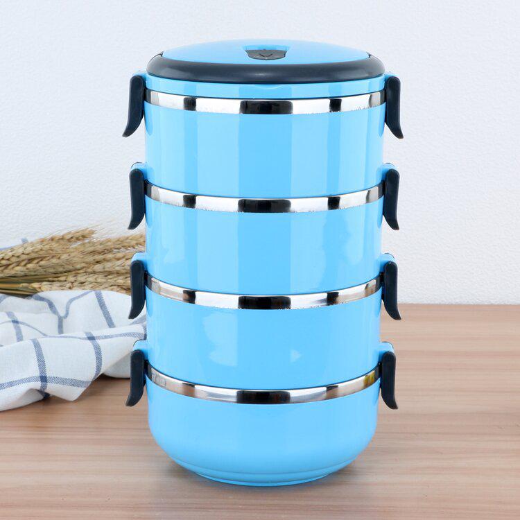 Stainless Steel Multi-layer Insulated Bento Box for Students and Office Use